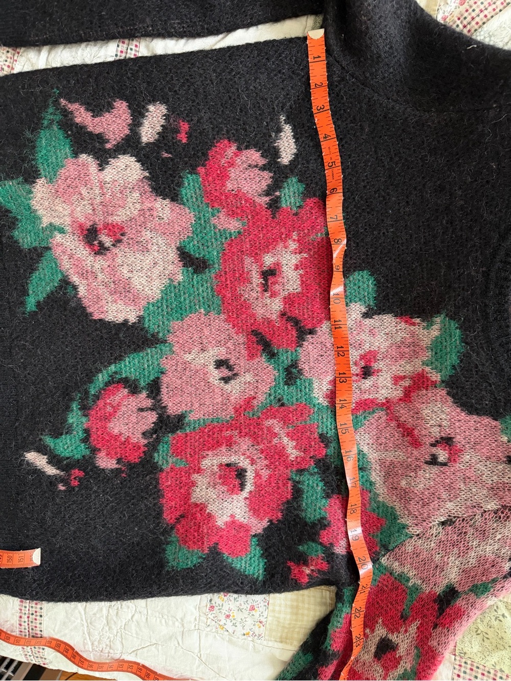 Sezane Black Sweater with Pink Floral Design - Picture 3 of 6